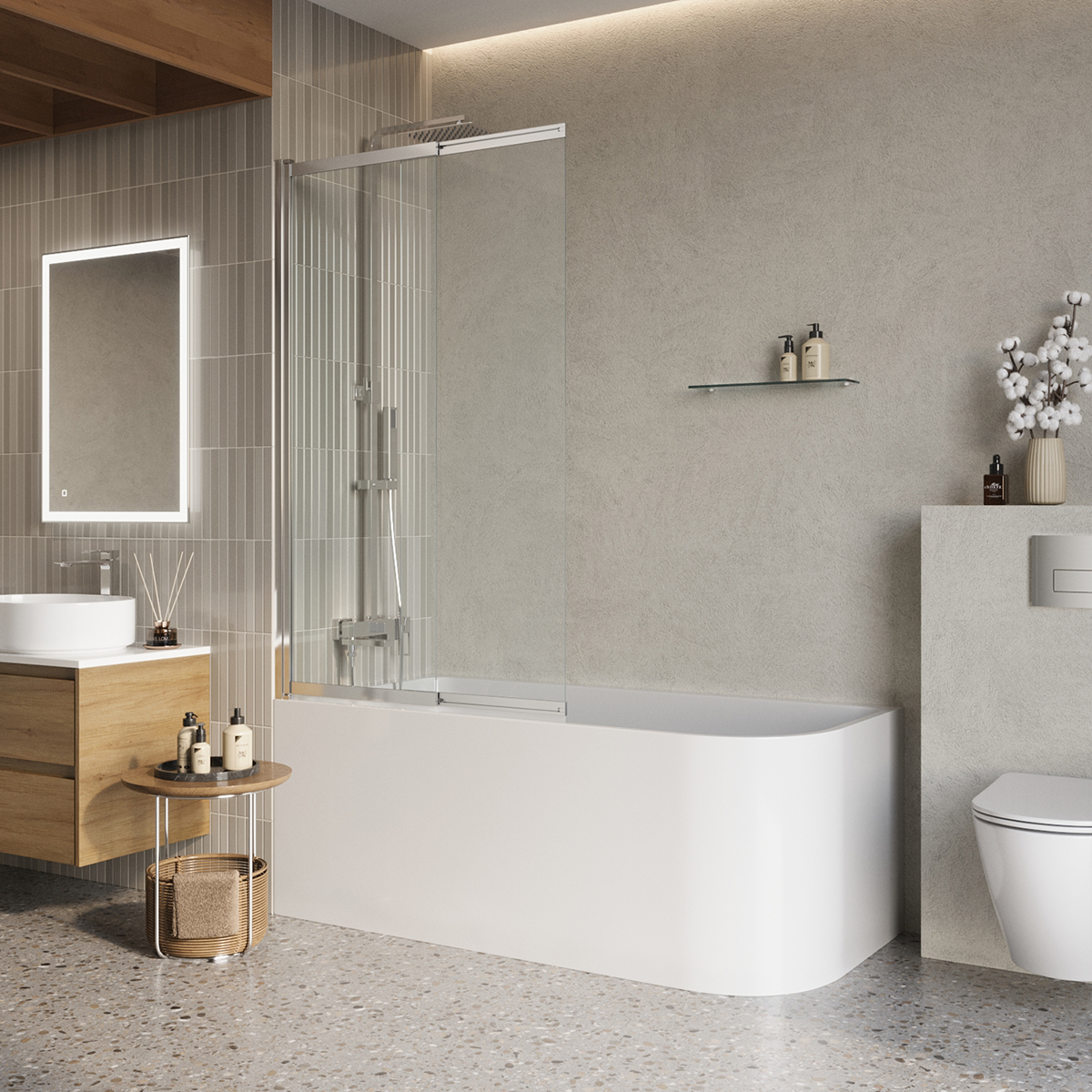 

Шторка на ванну BelBagno Luce LUCE-VF-11-90/145-C-Cr 90х145 профиль хром, стекло прозрачное, LUCE-VF-11-90/145-C-Cr