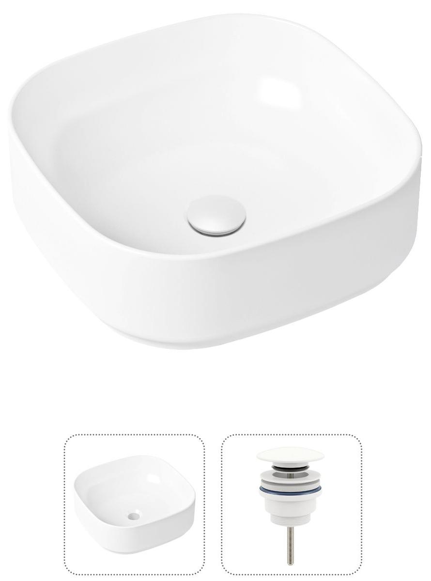 

Комплект 2 в 1 Lavinia Boho Bathroom Sink 21520837: накладная фарфоровая раковина 40 см, донный клапан, Белый, 21520837