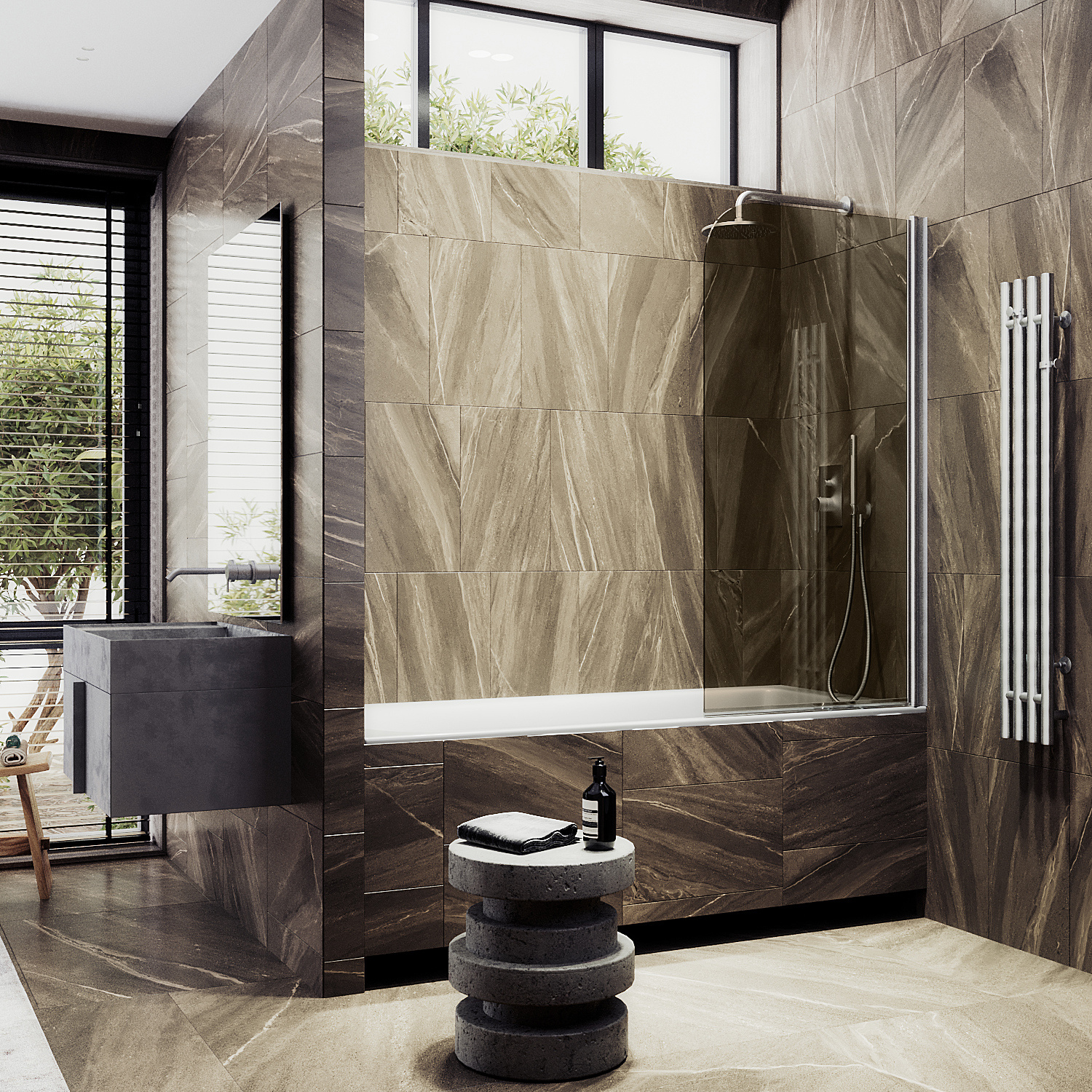 

Шторка на ванну Maybah Glass MGV-601-5 40х140 см, профиль хром матовый, стекло бронза, MGV-601-5