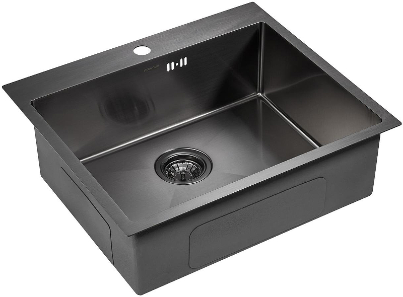 

Мойка кухонная Paulmark Brim PM215951-GM 51 вороненая сталь, Черный, PM215951-GM