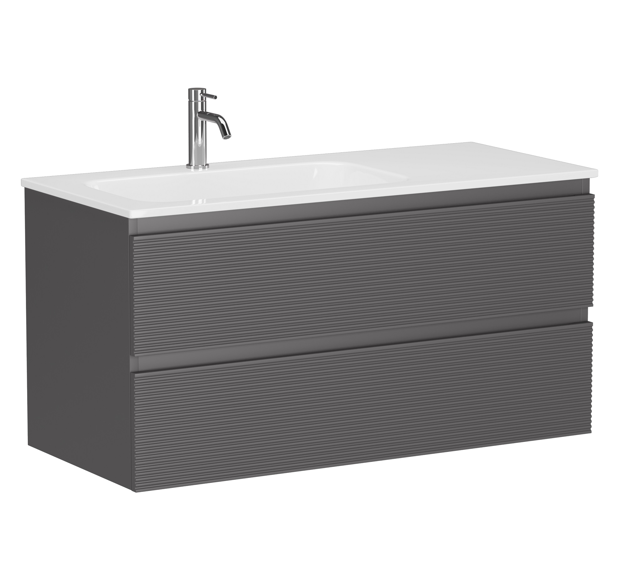 

Тумба с раковиной Sancos Folk 100 L подвесная, Grey soft, Серый матовый, FL100LGS