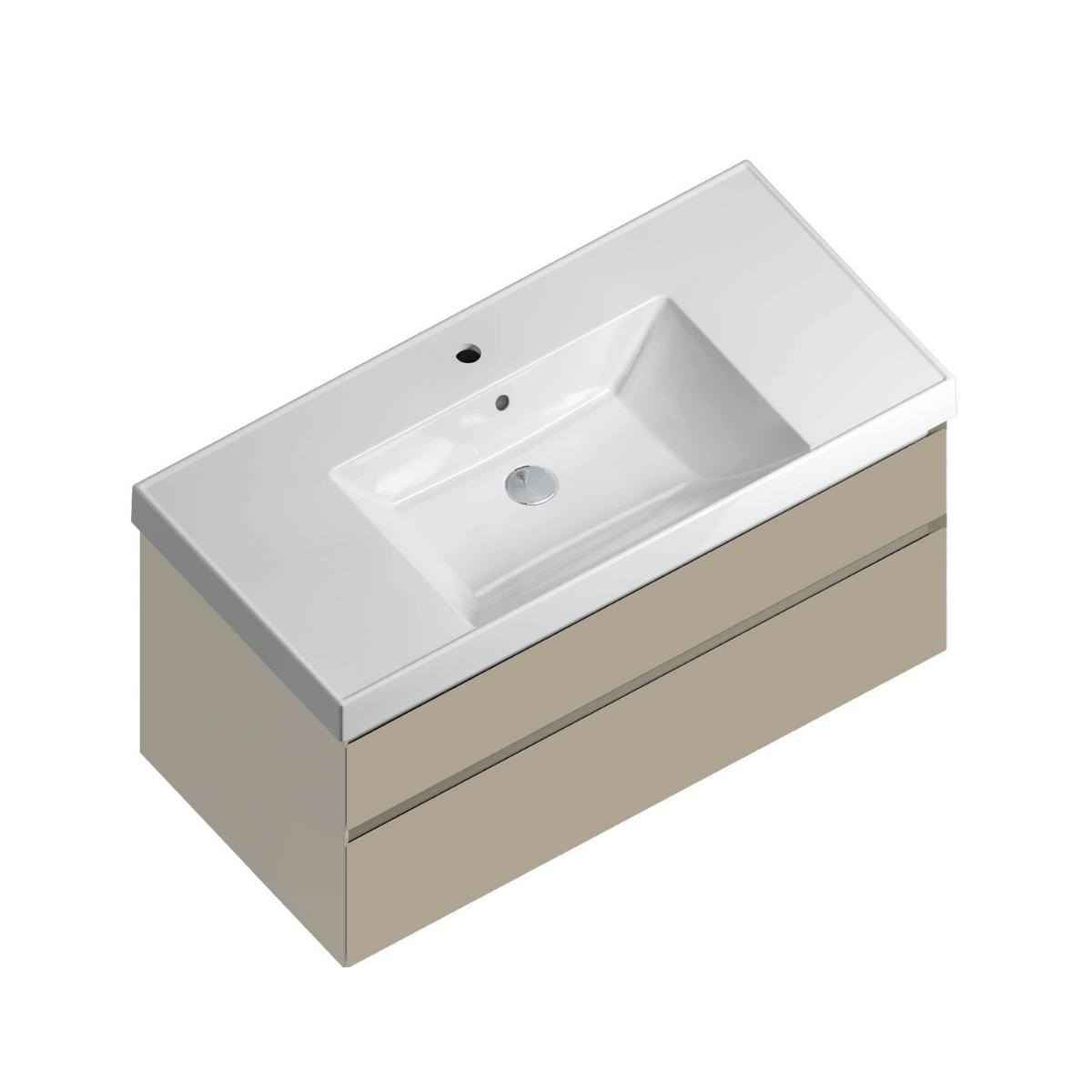 

Тумба с раковиной Kerama Marazzi Cubo 100 подвесная, лимо матовый, Бежевый, Cubo 100