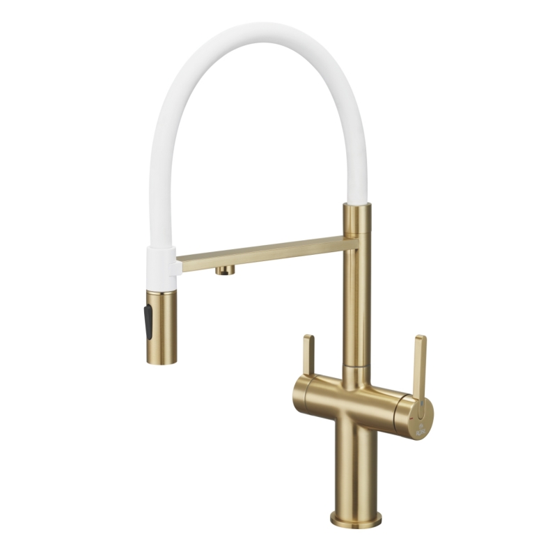 

Смеситель для кухонной мойки Rose R458G золотой сатин с подключением фильтра для воды, R458G