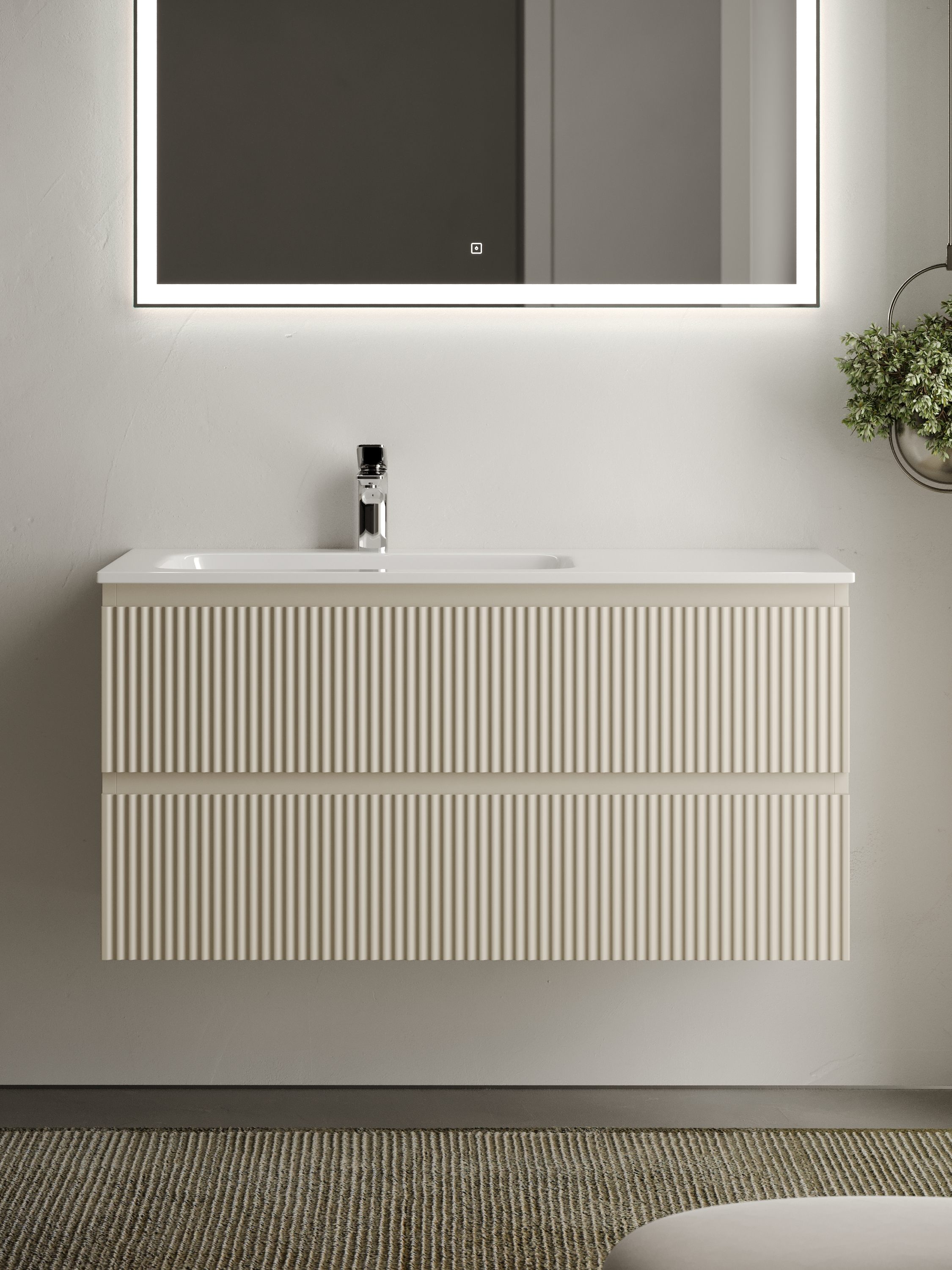 

Тумба с раковиной Sancos Snob R 100 100 SNR100LCE левая, 2 ящика, Beige Soft, Серый, Snob R 100