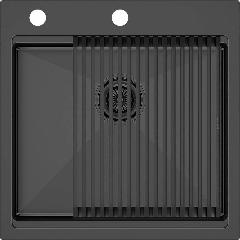 

Комплект мойка+ролл-матт Paulmark KRONER-PRO PM705151-GM+R405-GM 41х46 см, вороненая сталь, PM705151-GM+R405-GM