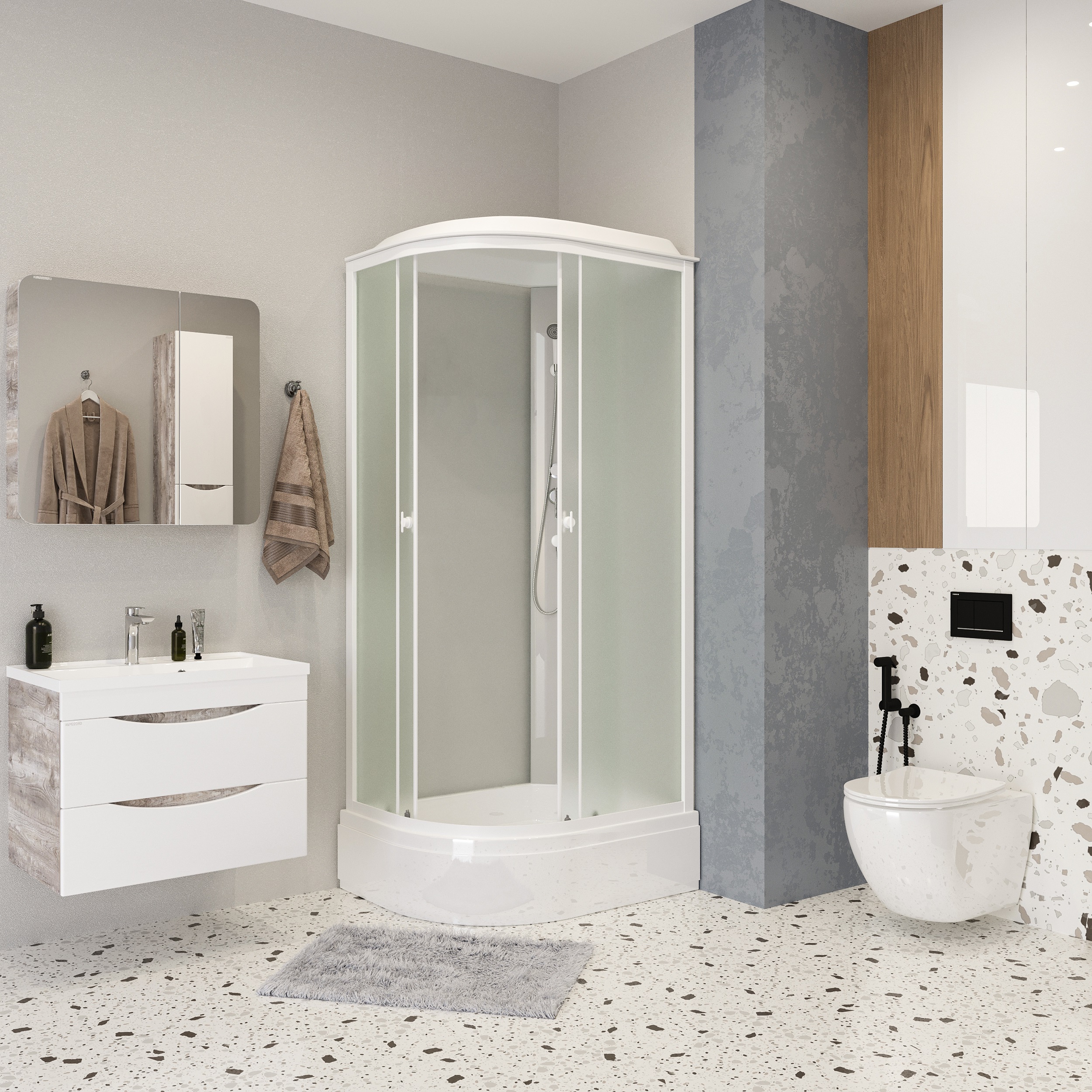 

Душевая кабина Niagara Promo P110/80/26R/MT 110х80 R стекло матовое, профиль белый, P110/80/26R/MT