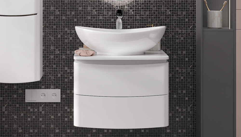 

Тумба с раковиной Velvex Luna 60 подвесная, белая, tpLUN.60-21.43