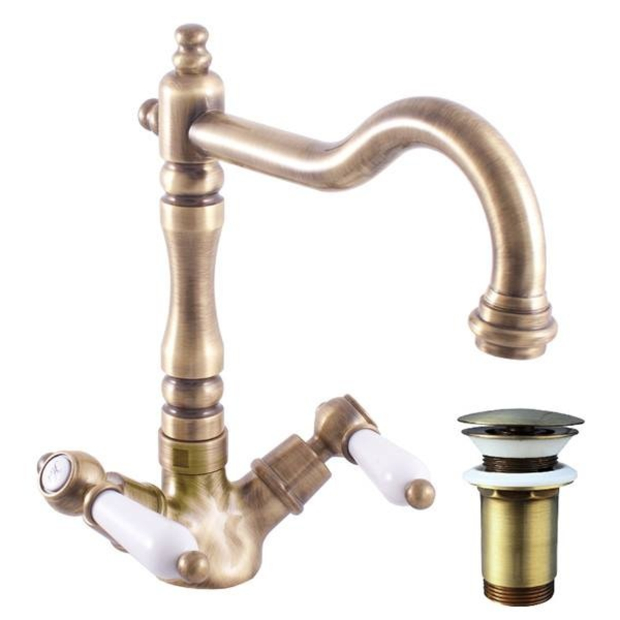 

Смеситель Rav Slezak Morava retro MK521.5/8SM для раковины, бронза, Morava retro MK521.5/8SM