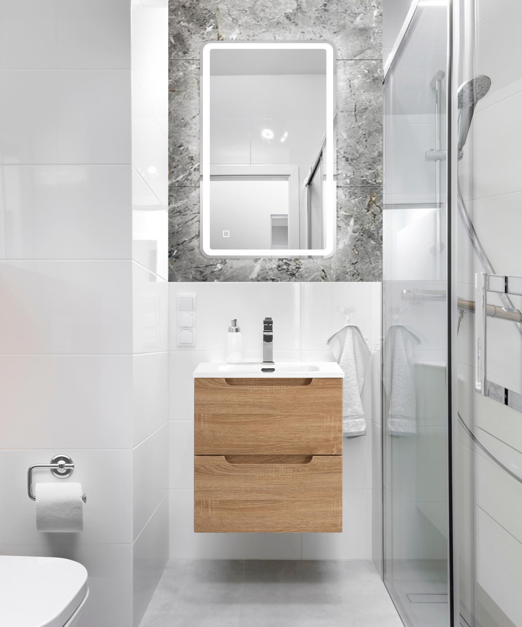 

Мебель для ванной BelBagno Etna 50 подвесная, 2 ящика, Rovere Bianco, Светлое дерево, ETNA-500-2C-SO-WO