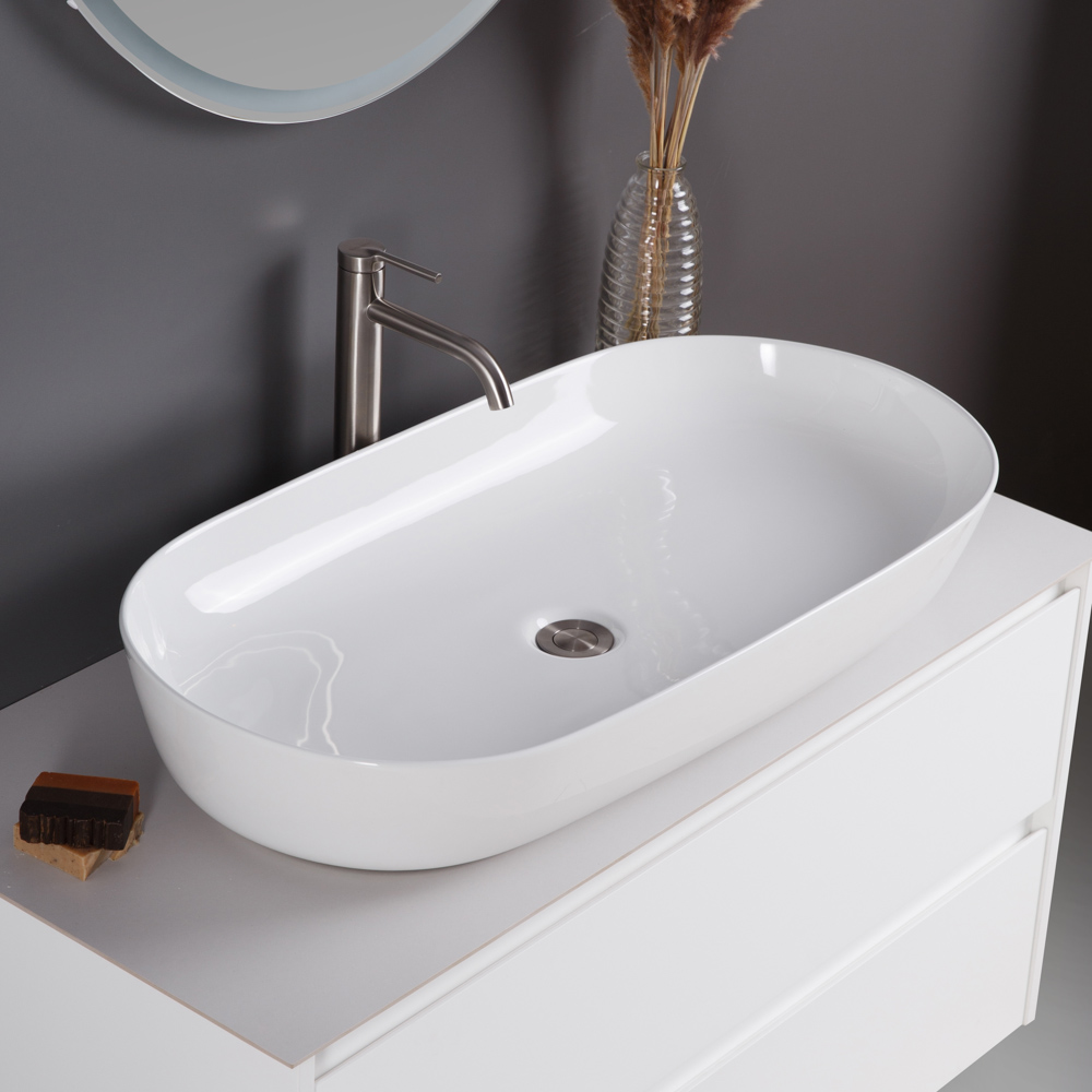 

Раковина BelBagno BB1349 накладная 82x41 см, белая, Белый, BB1349
