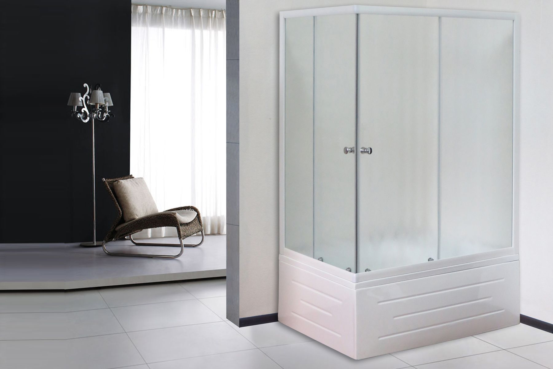 

Душевой уголок Royal Bath RB 8120BP-C (матовое) правый, RB 8120BP-C-R