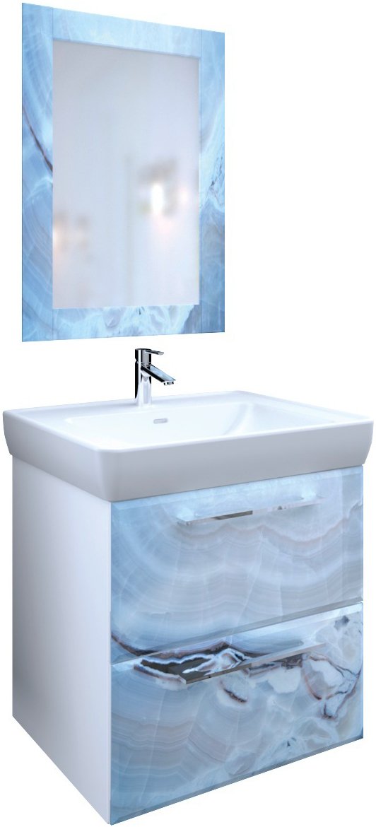 

Мебель для ванной Marka One Visbaden 70П blue marble, Белый