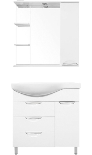 

Мебель для ванной Style Line Жасмин 82 R белая, с бельевой корзиной, Белый, Жасмин 82 R