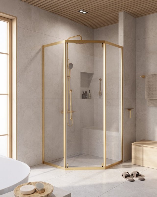 

Душевой уголок Cezares Relax-304-P-1-100-C-BORO профиль брашированное золото, стекло прозрачное, RELAX-304-P-1-100-C-BORO