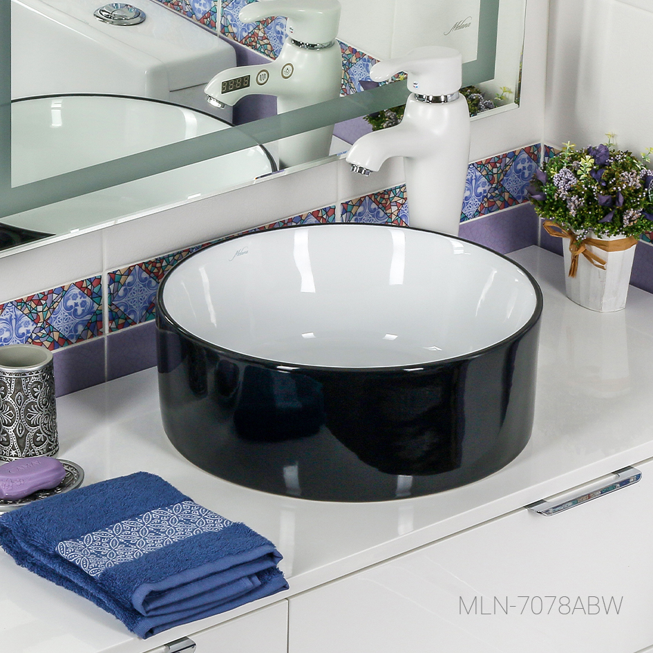 

Раковина Melana MLN-7078ABW черно-белый, Черный, MLN-7078ABW