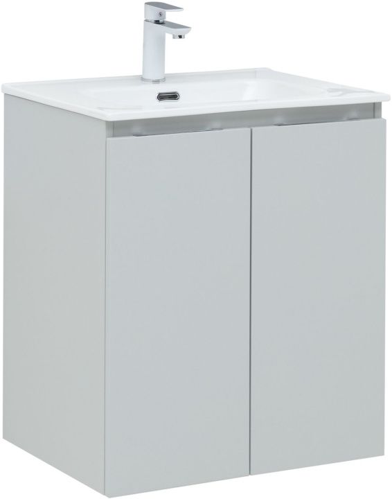 

Тумба с раковиной Aquanet Алвита New 60 2 дверцы, серая, Серый, Алвита New 60