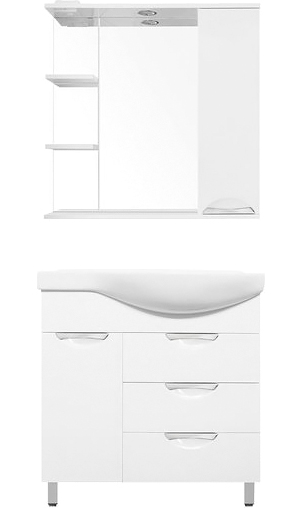 

Мебель для ванной Style Line Жасмин 82 L белая, с бельевой корзиной, Белый, Жасмин 82 L