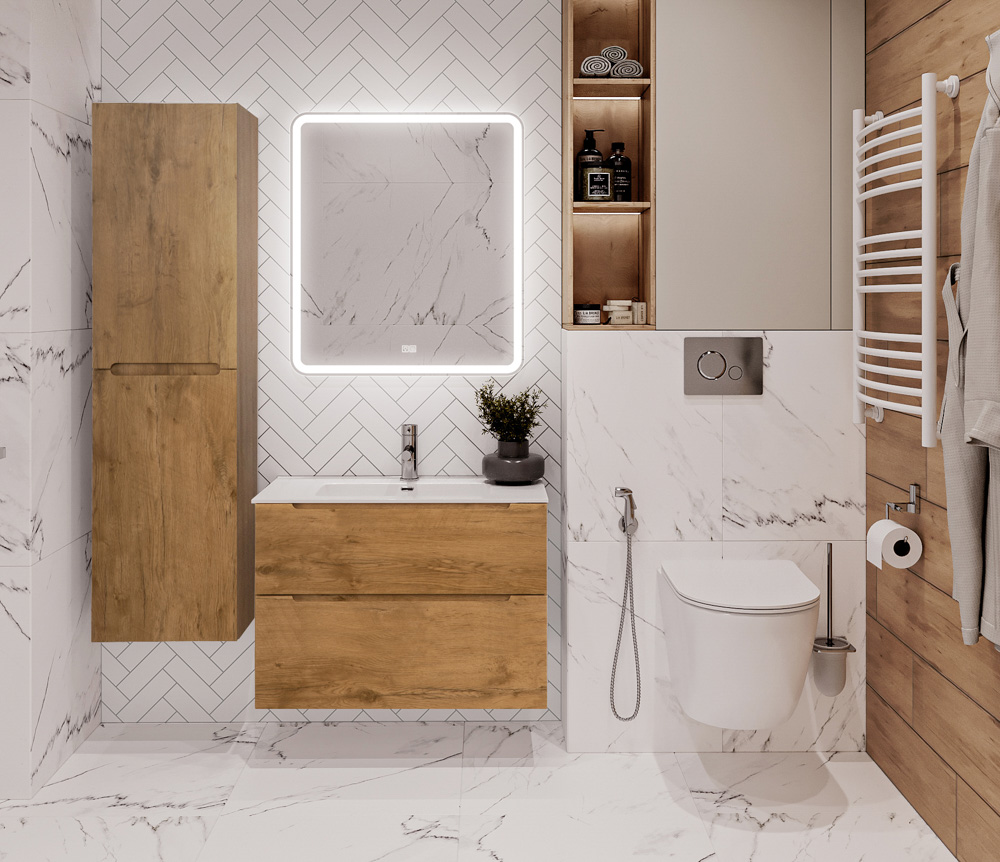 

Мебель для ванной BelBagno Etna H-60 80 подвесная, 2 ящика, Rovere Nature, Дерево, ETNA-H60-800-2C-SO-RN-P
