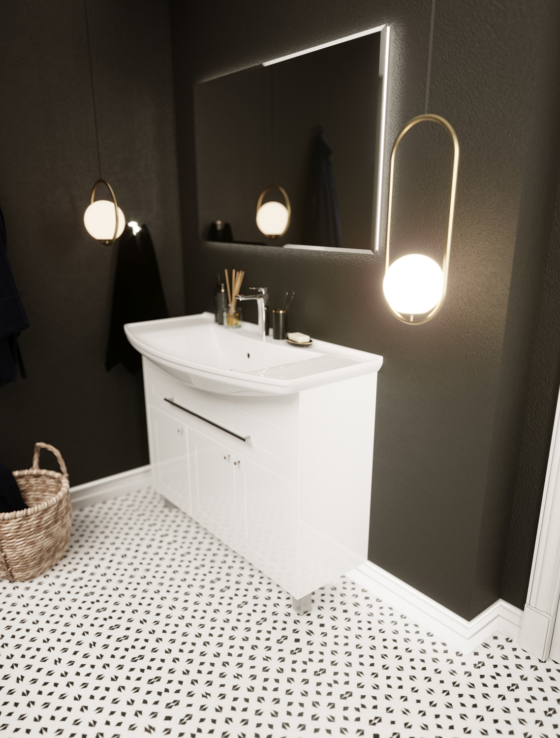 

Тумба с раковиной 1MarKa Lina Classic New 105Н 1в.я 3д белый глянец, Белый глянцевый, Lina Classic New У94491