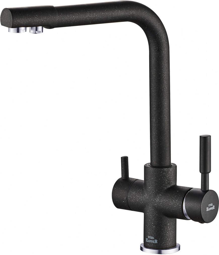 

Смеситель для кухонной мойки Steel Hammer SH 552 Black Cr, Черный, SH 552 Black Cr