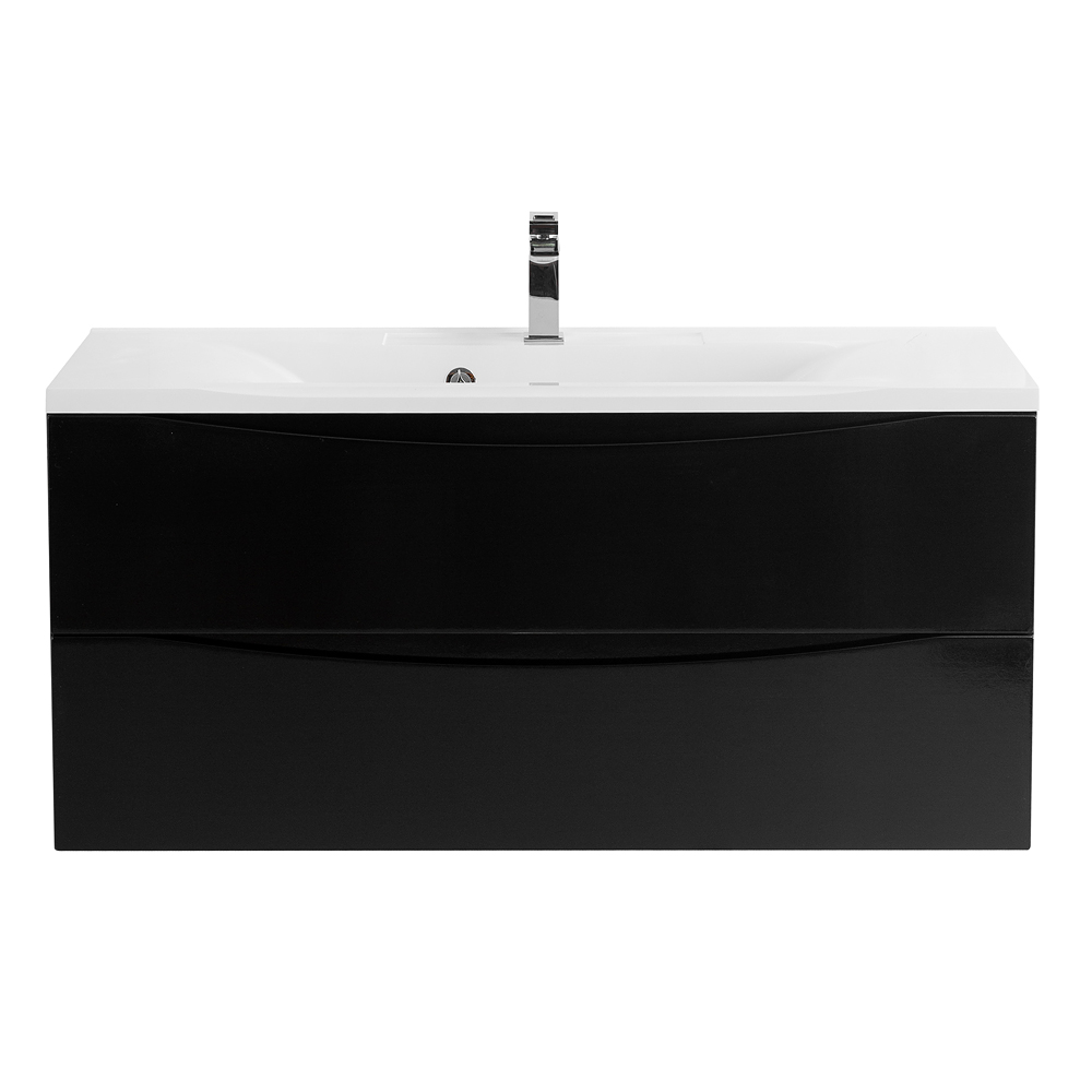 

Тумба с раковиной BelBagno Marino 110 подвесная, 2 ящика, Nero Lucido, Черный глянцевый, MARINO-1100-2C-SO-NL-P