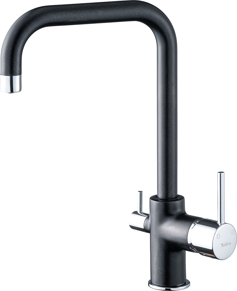 

Смеситель для кухонной мойки Rivelato Tovel 9025208 antracite cromo с краном питьевой воды, Серый / хром, 9025208 antracite cromo