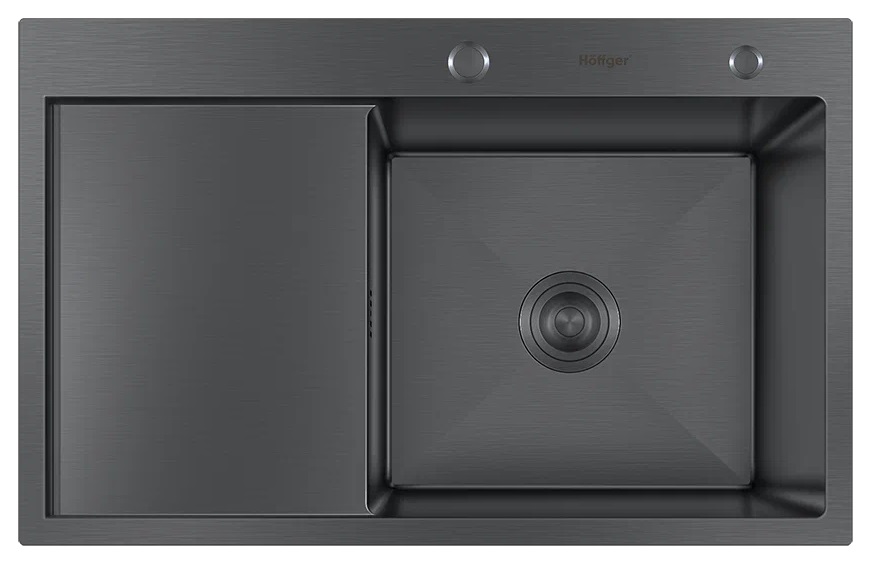 

Мойка кухонная Hoffger 7850-R Black правая чаша, Черный, HFG-7850B-R