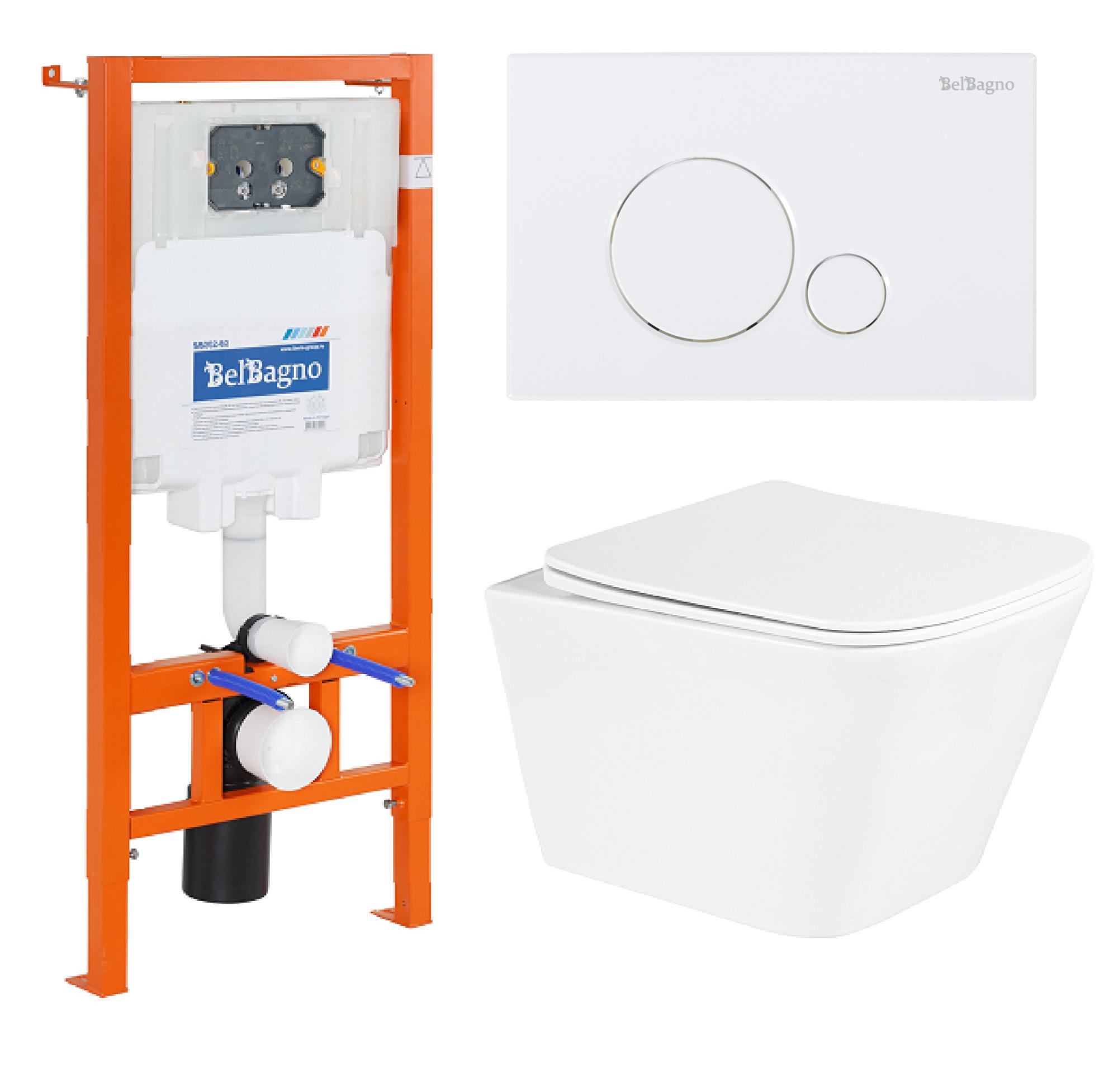 

Комплект BelBagno Due 3 в 1 унитаз BB3103CHR/SC + система инсталляции BB002-80 + кнопка смыва BB014-SR-BIANCO, Белый, Due