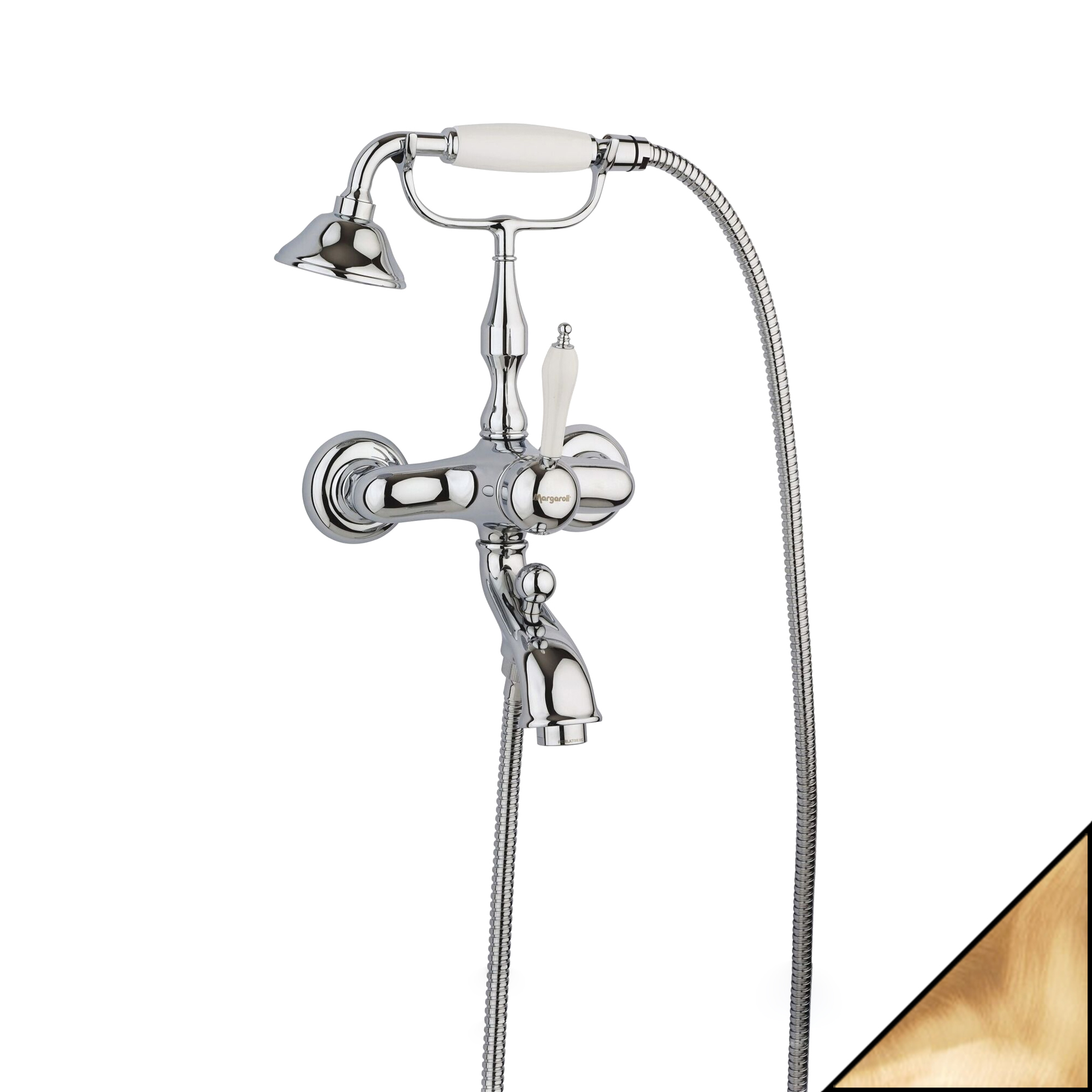 

Смеситель Margaroli Classica RU1004AA01BR для ванны с душем, Белый;бронза, Classica RU1004AA01BR