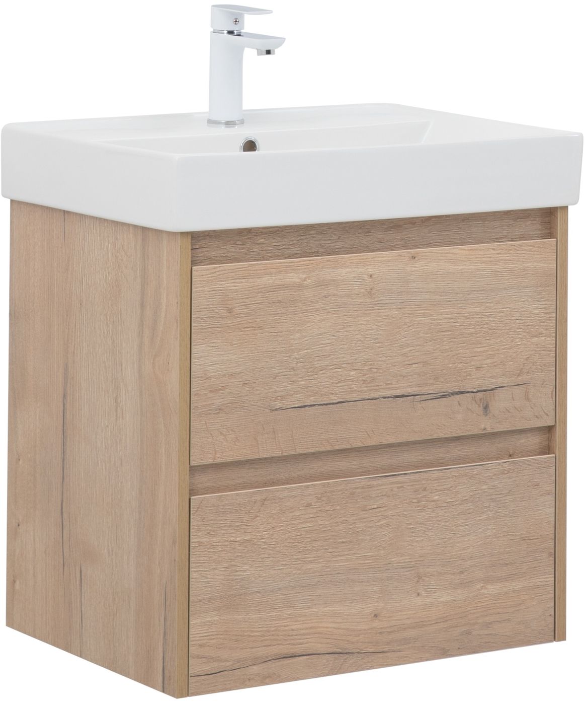

Тумба с раковиной Aquanet Nova Lite 60 дуб крафт, 2 ящика, Светлое дерево, Nova Lite 60