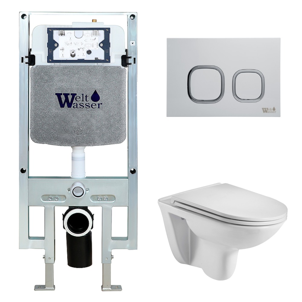 

Комплект Weltwasser 10000006682 унитаз Baarbach 004 GL-WT + инсталляция + кнопка Amberg RD-WT, Белый глянцевый, 10000006682