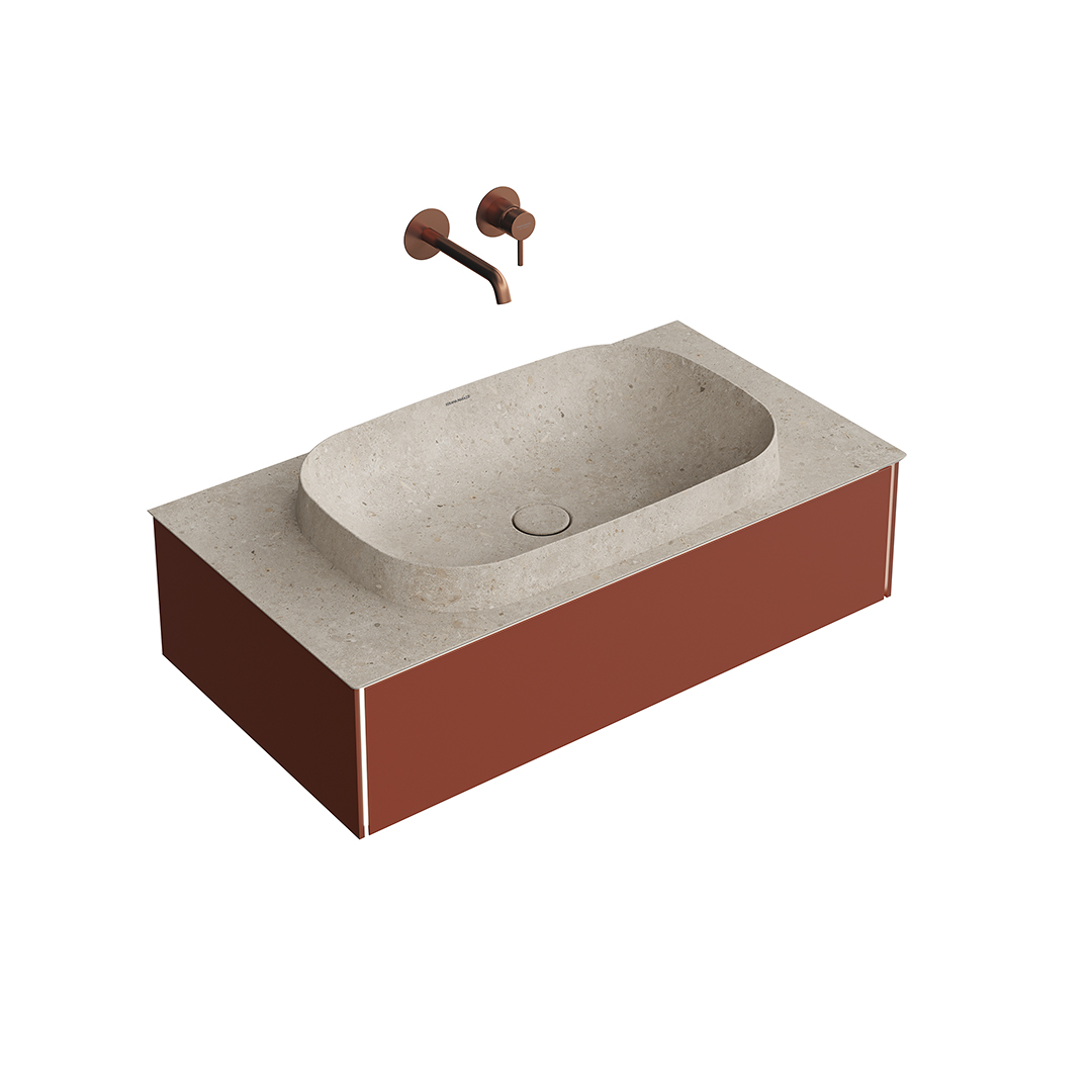 

Тумба с раковиной Kerama Marazzi Magica 90 подвесная, со столешницей, венецианский красный матовый, MA.90.1/VR.M