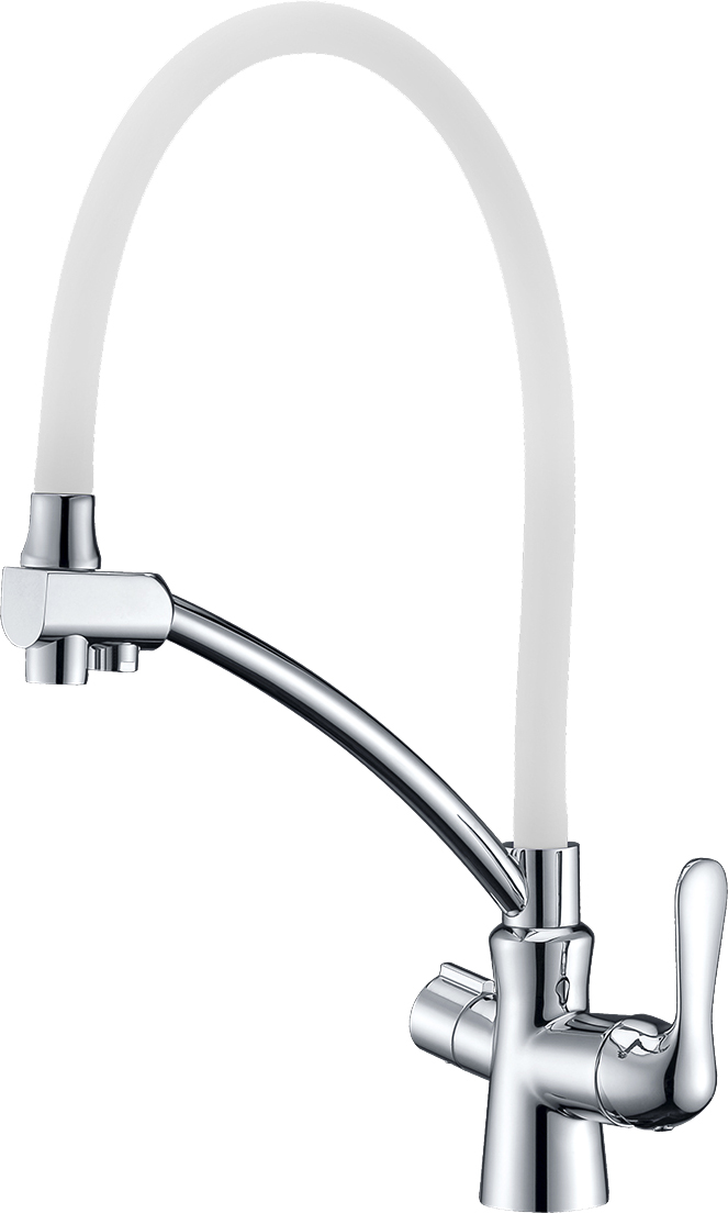 

Смеситель Lemark Comfort LM3070C-White для кухонной мойки, Хром / белый