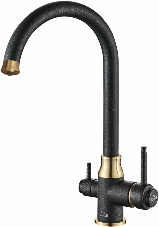 

Смеситель Steel Hammer SH 763 BLACK BR для кухонной мойки, Черный / бронза