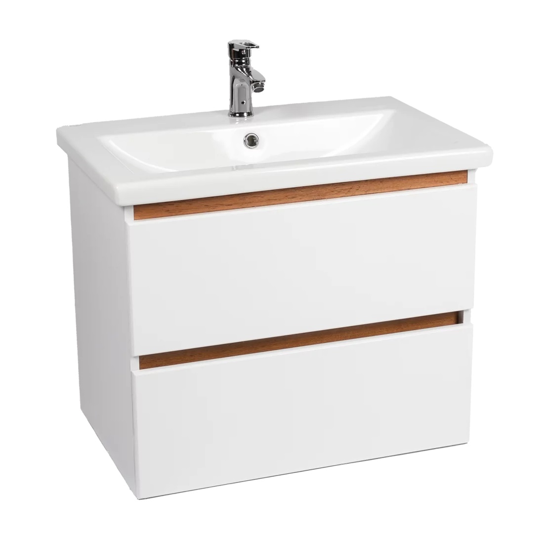 

Тумба с раковиной Viant Мальта 80 подвесная, 2 ящика, белый/дуб вотан, Мальта VMAL80CO-T2YP