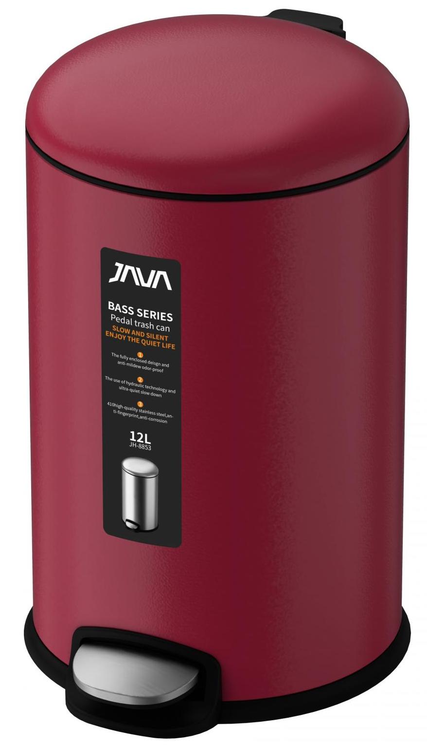 

Мусорное ведро Java S-885-12R с микролифтом 12 л малиновое, Красный, 12Q