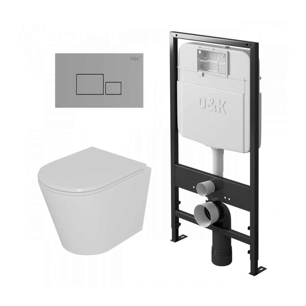 

Комплект инсталляция D&K DI8055119 + унитаз D&K Venice DT1026016 + кнопка D&K Quadro DB1519001, Белый, DI8055119