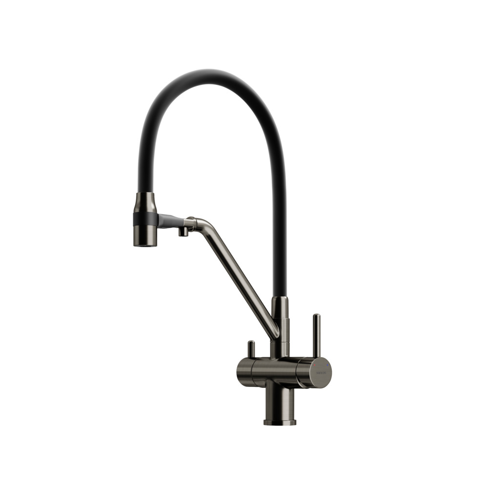 

Смеситель Sancos Dora SC4003GG для кухонной мойки, с гибким изливом, вороненая сталь, SC4003GG