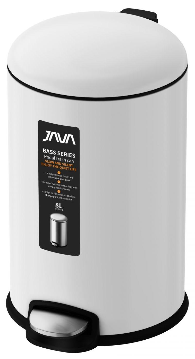 

Мусорное ведро Java S-885-8W с микролифтом 8 л белое, Белый, 8W