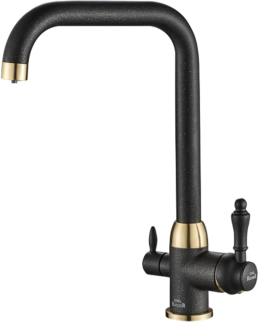 

Смеситель Steel Hammer SH 725 BLACK BR для кухонной мойки, Черный / бронза