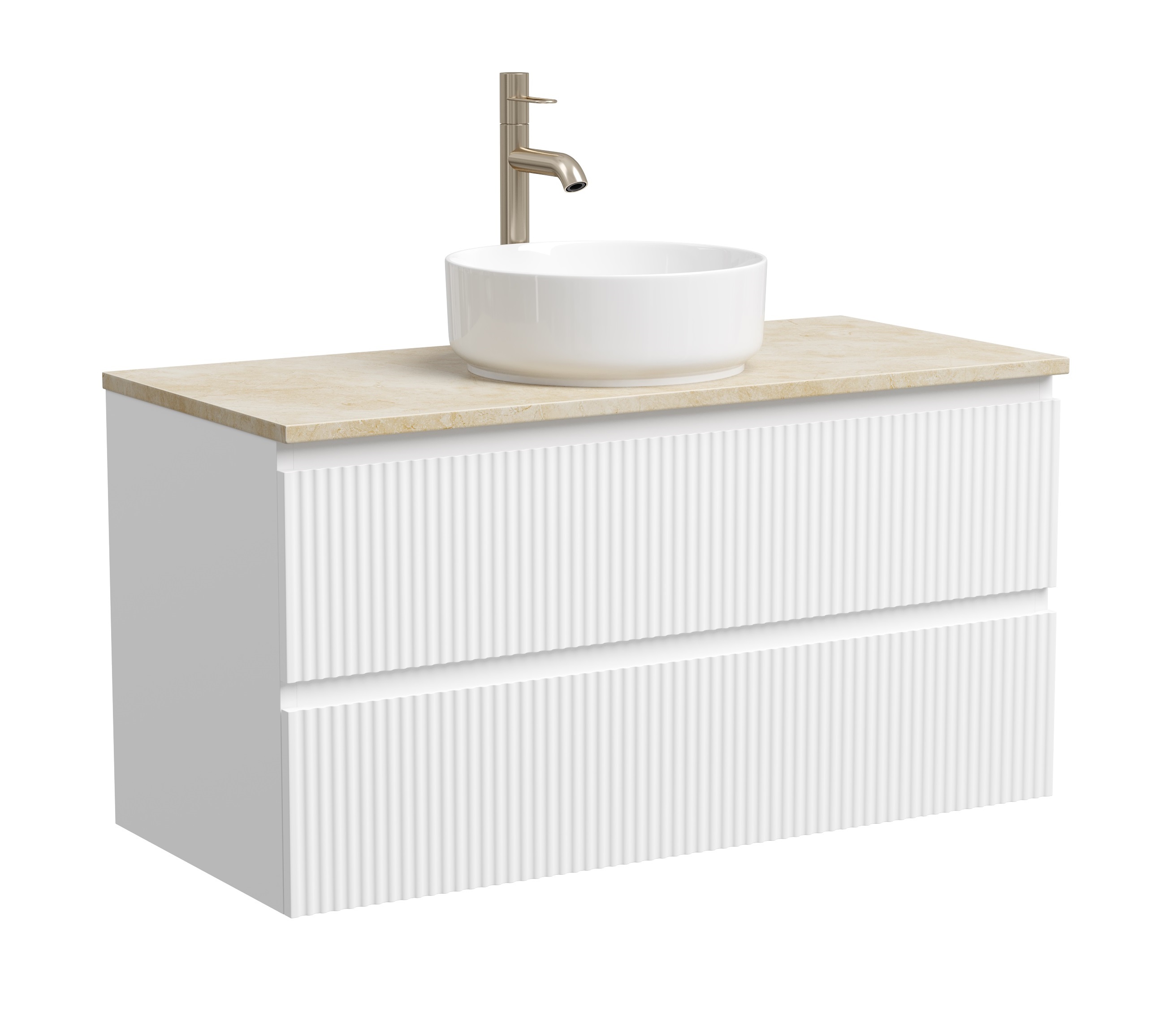 

Тумба со столешницей Sancos Snob R 100 подвесная, столешница kreman, Bianco (с отверстием под смеситель), Белый, Snob R SNR100W