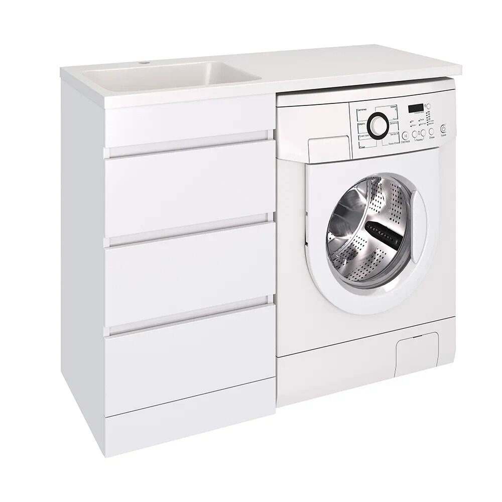 

Тумба с раковиной Emmy Джерси 110 под стиральную машину, 3 ящика, раковина Аванти 110 L (кронштейн в комплекте), Джерси 110