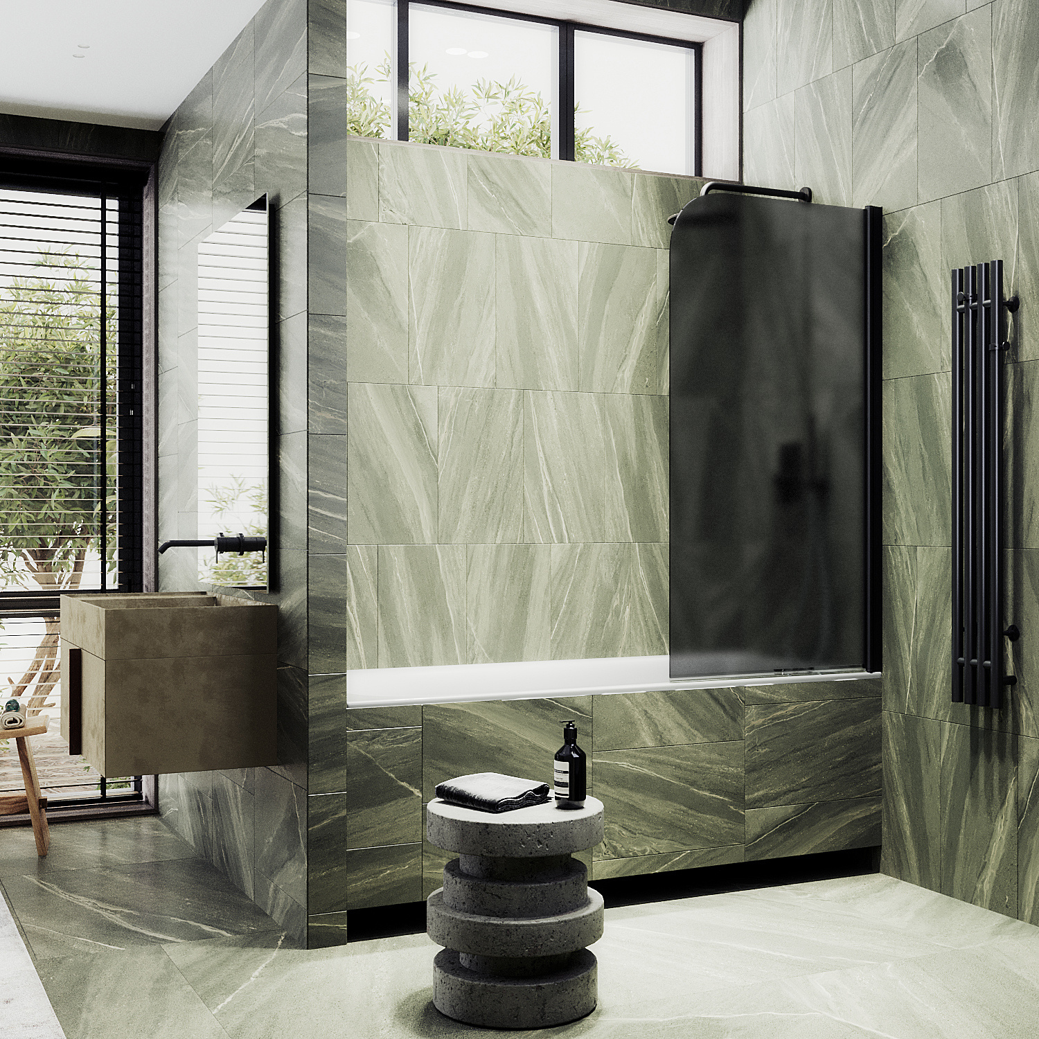 

Шторка на ванну Maybah Glass MGV-616-3 70х140 см, профиль золото, стекло бронза, MGV-616-3