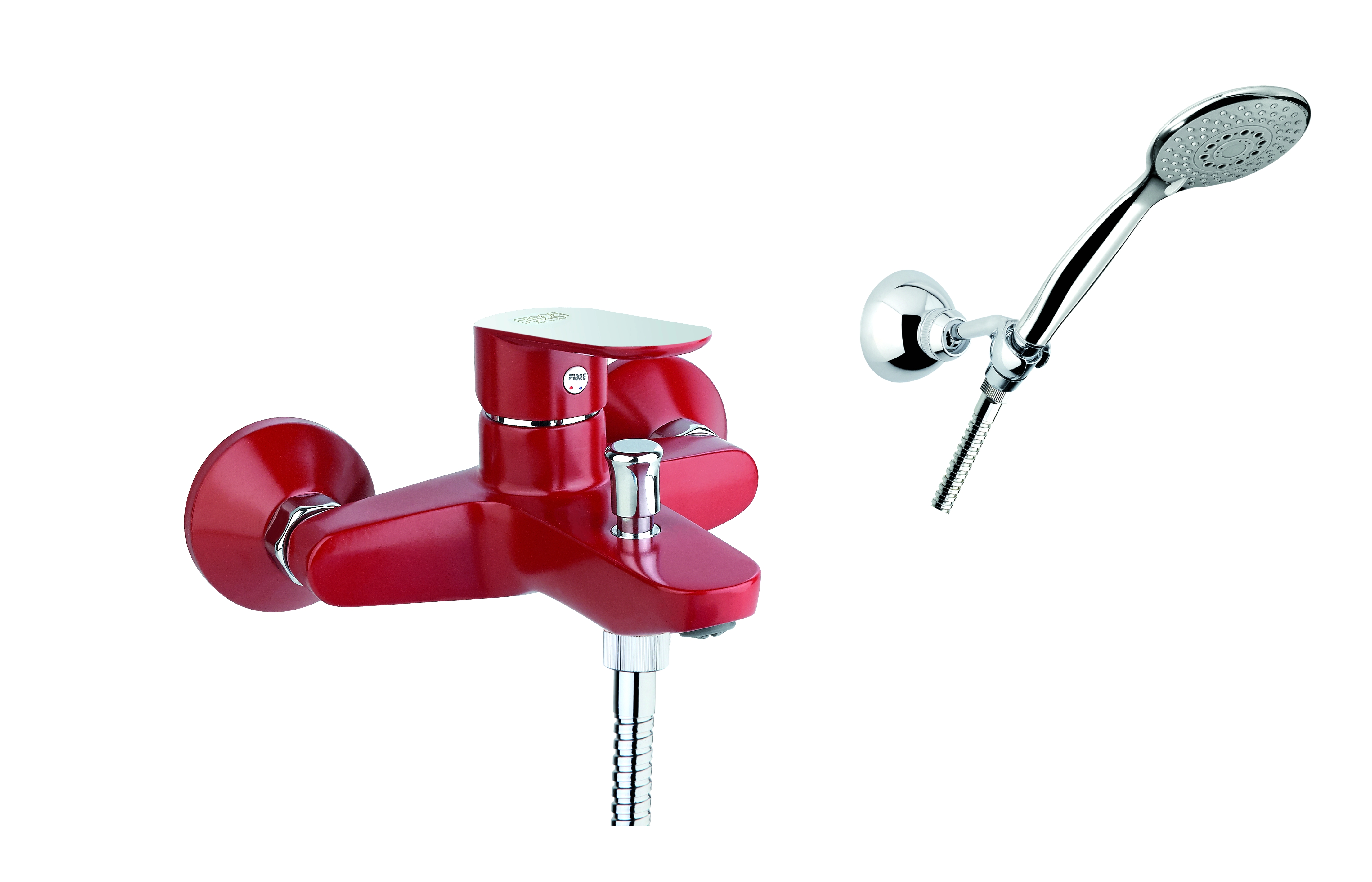 

Смеситель Fiore Kevon Chic 81RX8150 для ванны с душем хром/красный, 81RX8150