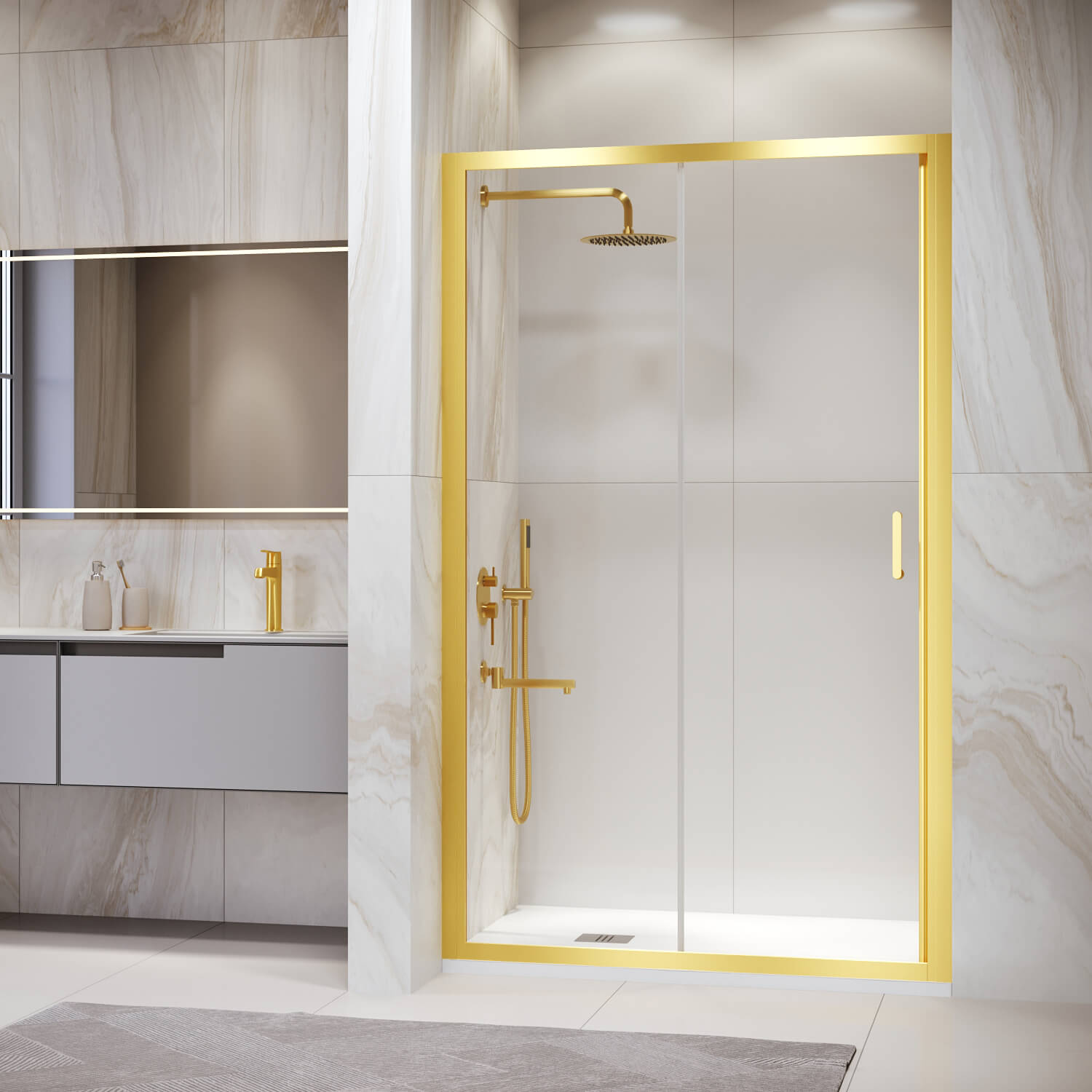 

Душевая дверь в нишу RGW Passage PA-14Gb 170x195 профиль золото, стекло прозрачное брашированное, PA-14Gb