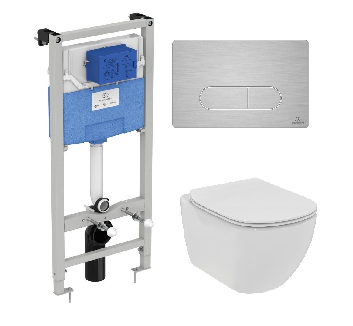 

Комплект инсталляция Ideal Standard Prosys Frame R020467+унитаз Ideal Standard Tesi Rimless T536001+кнопка смыва R0115JG, Белый, R020467+T536001+R0115JG
