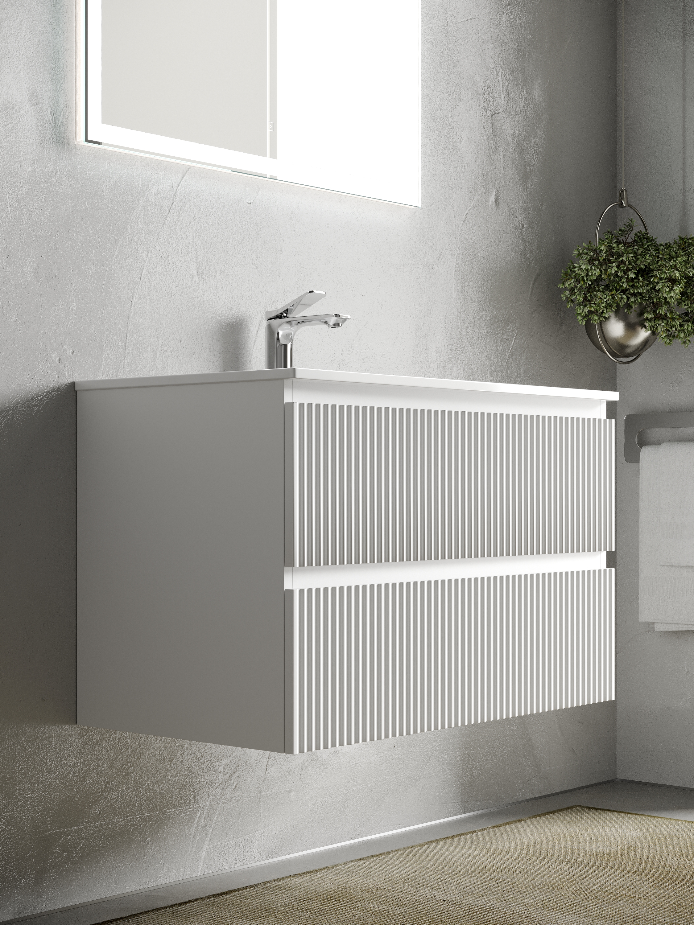 

Тумба с раковиной Sancos Snob R 80 SNR80W 2 ящика, Bianco, Белый, Snob R 80