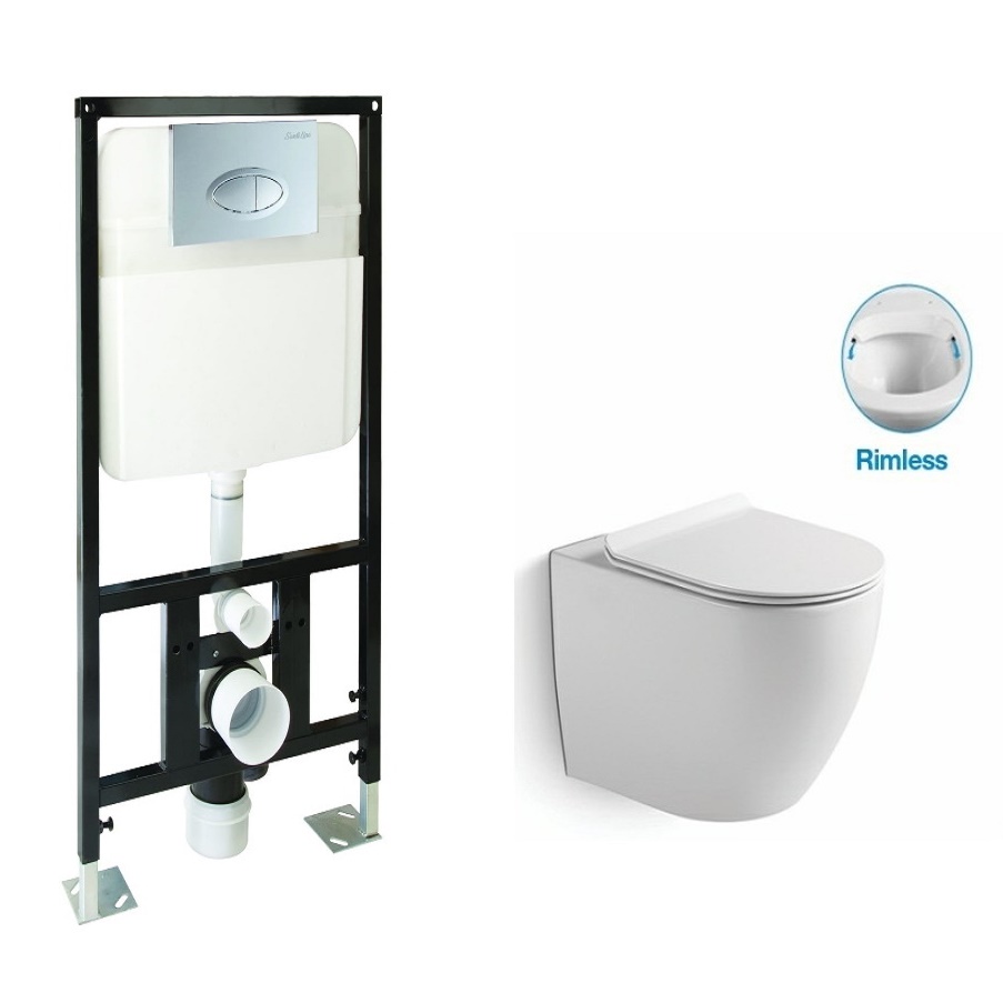

Комплект Унитаз подвесной SantiLine SL-5009 + Инсталляция для унитаза SantiLine SL-01 с овальной кнопкой смыва, Белый, SL-5009+SL-01