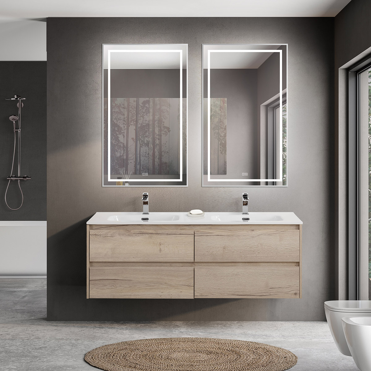 

Мебель для ванной Belbagno Kraft 140 подвесная, с 4-мя ящиками, Rovere Galifax Bianco, Светлое дерево, KRAFT-1400-4C-SO-2-RGB