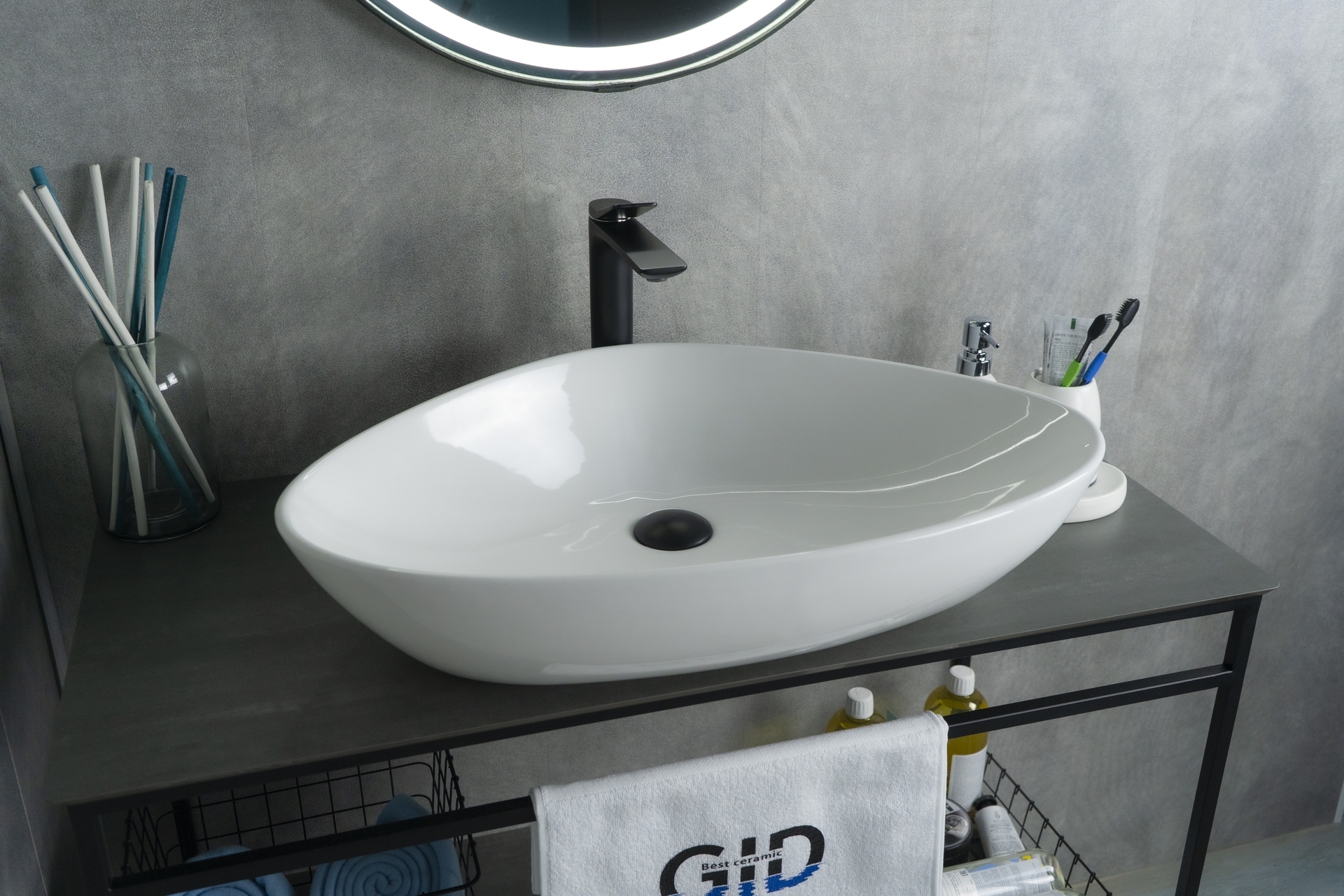 

Раковина Gid Creativo N9062 накладная 66,5х44 белая, Белый, Creativo N9062